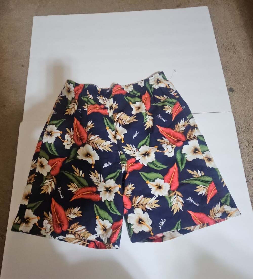 Shannon Marie Shorts Size 1XL Blue Floral Cotton Hawaiian Aloha
